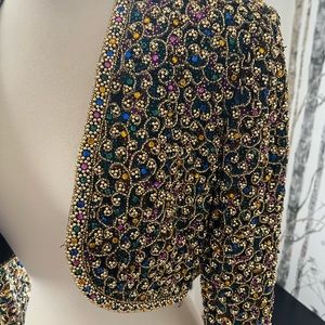 Vintage beaded multi-color bolero jacket size 2/4